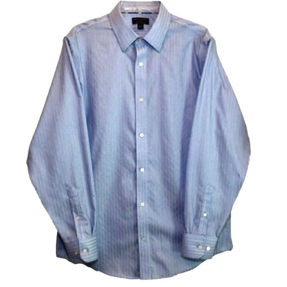 Banana Republic Non Iron Striped Dress Shirt in Blue/Yellow Men’s L/16-16 1/2 - Picture 2 of 6